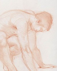 Crayon de couleur, papier crème. 30 x 23 cm.
