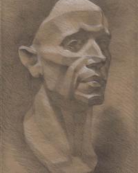 Graphite et craie pastel sur papier Kraft