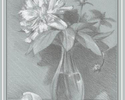 Graphite et craie blanche sur papier Ingres bleu. 12 x 9 po.